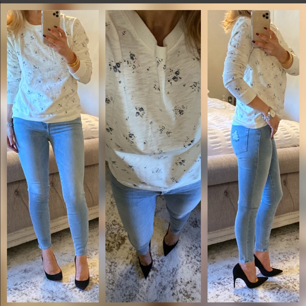 Last🌺Ivory cream Vintage floral top
